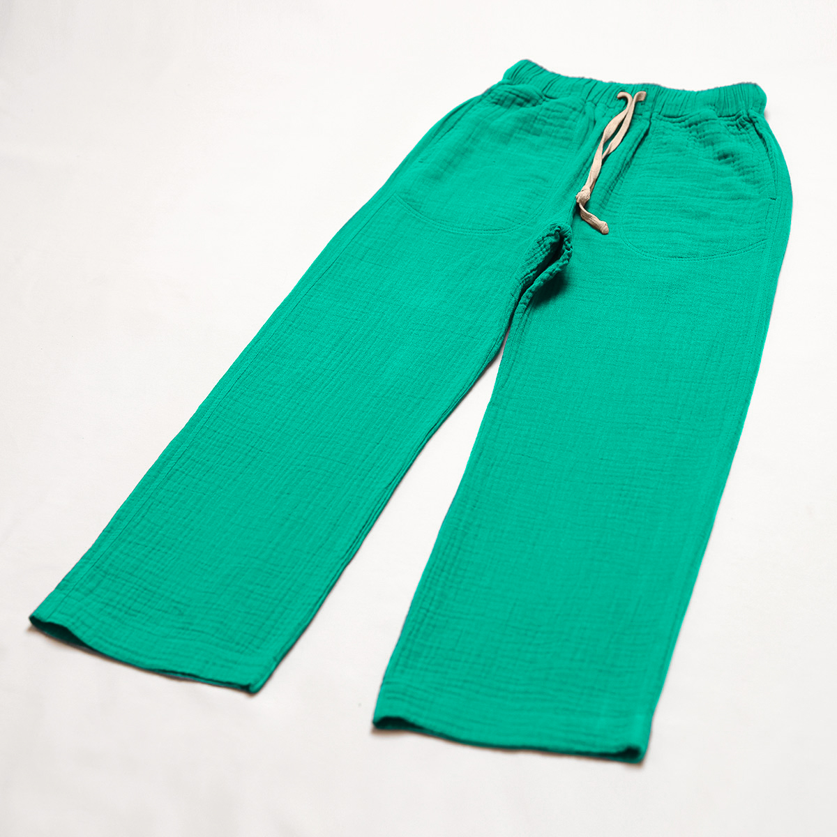 Detaliu pantaloni lungi din muselină - Energy, Emerald