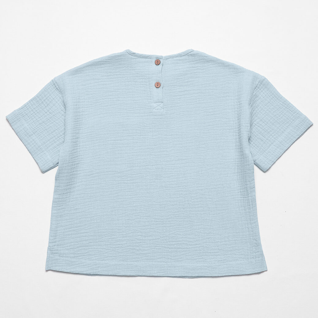 Tricou oversize din muselină organică - Lightness, Baby Blue